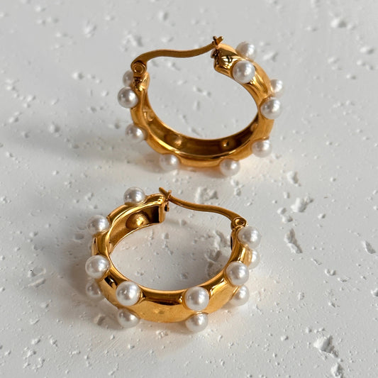 Celestine Pearl Hoop